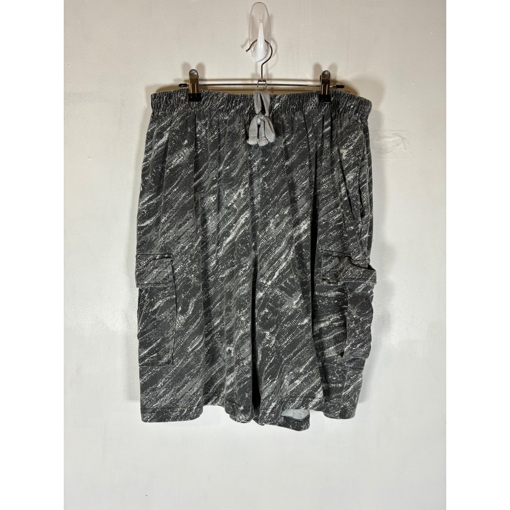 KingSize 2XL Big Gray Camo Cargo Shorts Drawstring Elastic Waist Pockets